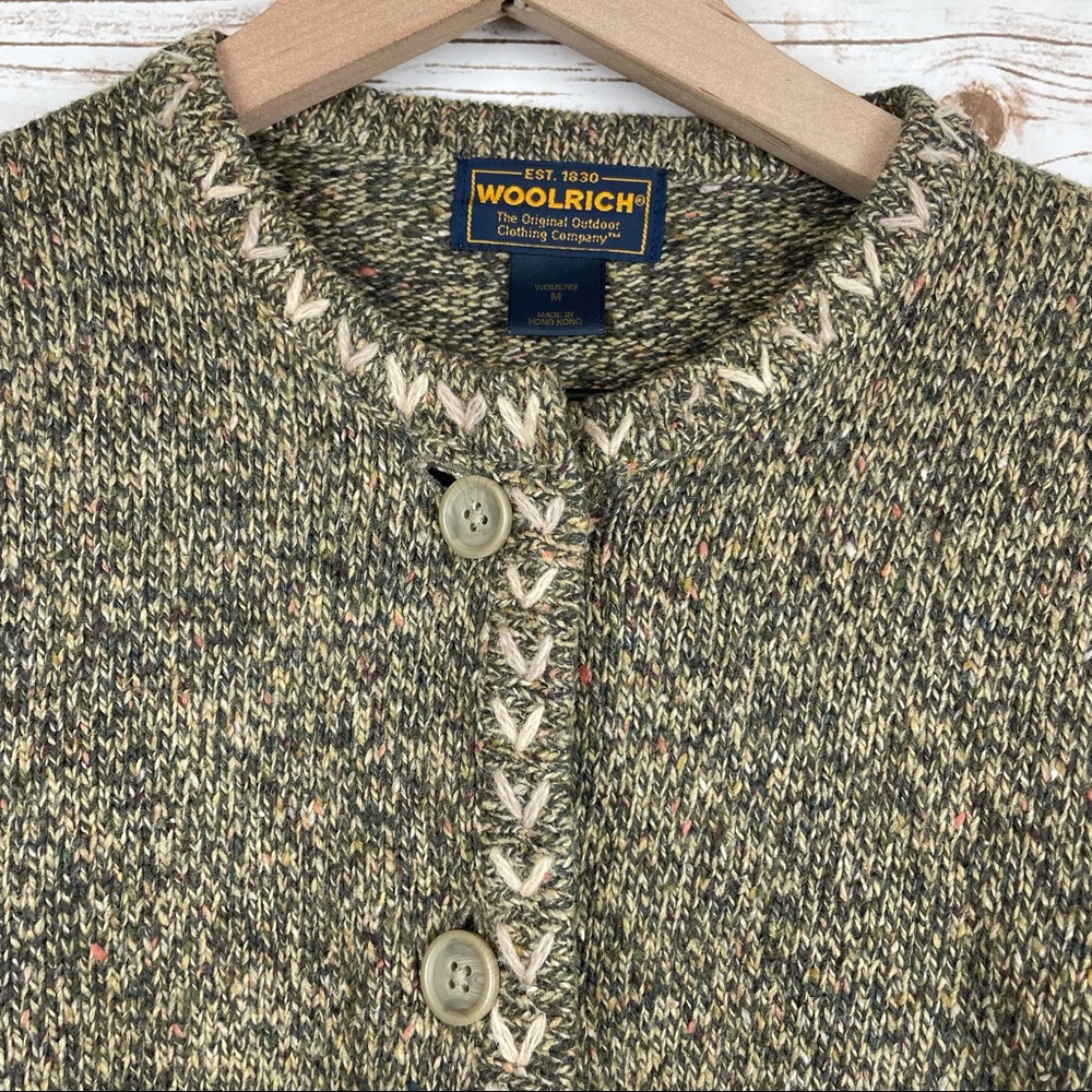 Woolrich Olive Green Marled Button-Up Cardigan - Picture 3 of 7
